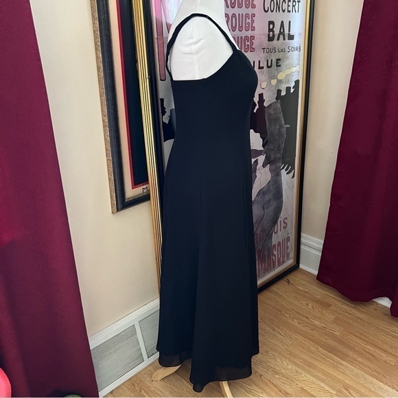 Cachet: Classic Little Black Ankle Length 1" Strap Flowy Dress Size 12 - Picture 4 of 7